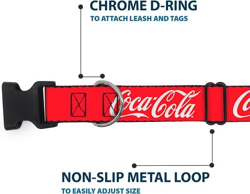 The Coca-Cola Company Pet Collar, Dog Collar Plastic Buckle, Coca Cola Script Logo Red White, 11 to 16.5 Inches 1.0 Inch Wide in Kuwait