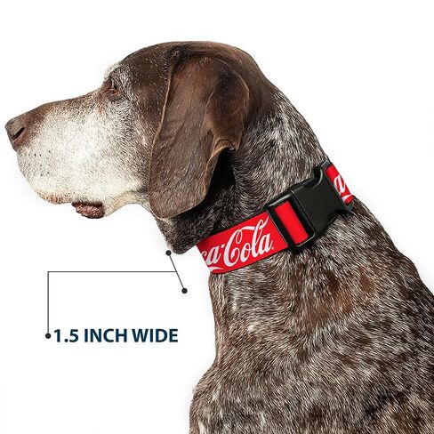The Coca-Cola Company Pet Collar, Dog Collar Plastic Buckle, Coca Cola Script Logo Red White, 11 to 16.5 Inches 1.0 Inch Wide in Kuwait