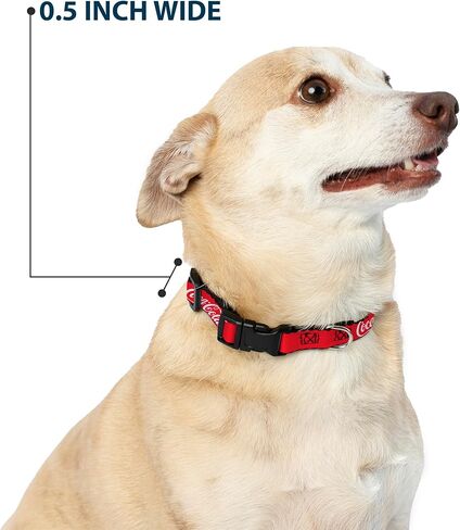 The Coca-Cola Company Pet Collar, Dog Collar Plastic Buckle, Coca Cola Script Logo Red White, 11 to 16.5 Inches 1.0 Inch Wide in Kuwait