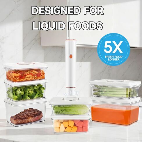 Vixino Vacuum Sealer for Food, Compact Handheld Vacuum Sealer Machine with 30 Reusable Bags & 3 Containers, Seals Liquids & All Foods, Portable for Sous Vide, Travel,Camping, Kitchen, Gifts in Kuwait