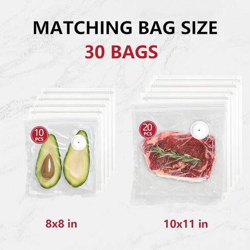 Vixino Vacuum Sealer for Food, Compact Handheld Vacuum Sealer Machine with 30 Reusable Bags & 3 Containers, Seals Liquids & All Foods, Portable for Sous Vide, Travel,Camping, Kitchen, Gifts in Kuwait