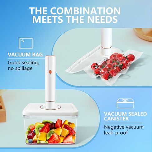 Vixino Vacuum Sealer for Food, Compact Handheld Vacuum Sealer Machine with 30 Reusable Bags & 3 Containers, Seals Liquids & All Foods, Portable for Sous Vide, Travel,Camping, Kitchen, Gifts in Kuwait