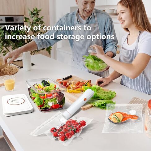 Vixino Vacuum Sealer for Food, Compact Handheld Vacuum Sealer Machine with 30 Reusable Bags & 3 Containers, Seals Liquids & All Foods, Portable for Sous Vide, Travel,Camping, Kitchen, Gifts in Kuwait