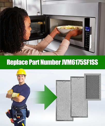 مجموعة فلتر فحم وشحوم الميكروويف مكونة من 3 قطع تناسب فرن الميكروويف GE JVM6175SF1SS، JVM6175SK1SS، JVM6175SK2SS، JVM6175SK3SS in Kuwait