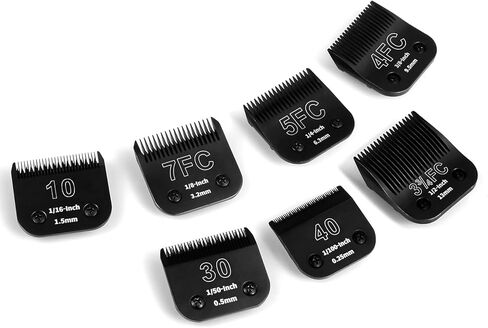 3 Pack 7FC Detachable Dog Grooming Steel Blades,Compatible with Andis,Oster A5,Wahl KM-10 Series,Cut Length 1/8" 3.2MM （Black） in Kuwait