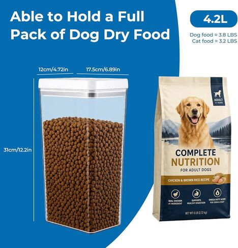 UFORU Dog Food Storage Containers with Twist Lock Lid, 4.4 Qt Airtight Cat food container, BPA-Free Stackable Kitchen Pantry Organizers and Storage, One Button Opening Pet Treat and Food Container in Saudi Arabia