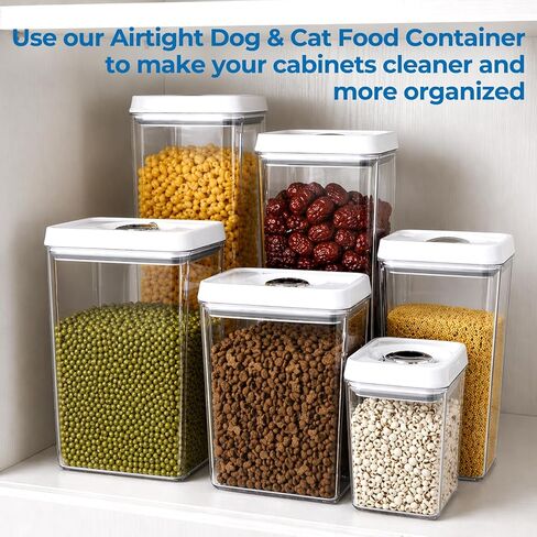 UFORU Dog Food Storage Containers with Twist Lock Lid, 4.4 Qt Airtight Cat food container, BPA-Free Stackable Kitchen Pantry Organizers and Storage, One Button Opening Pet Treat and Food Container in Saudi Arabia