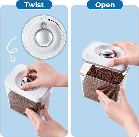 UFORU Dog Food Storage Containers with Twist Lock Lid, 4.4 Qt Airtight Cat food container, BPA-Free Stackable Kitchen Pantry Organizers and Storage, One Button Opening Pet Treat and Food Container in Saudi Arabia