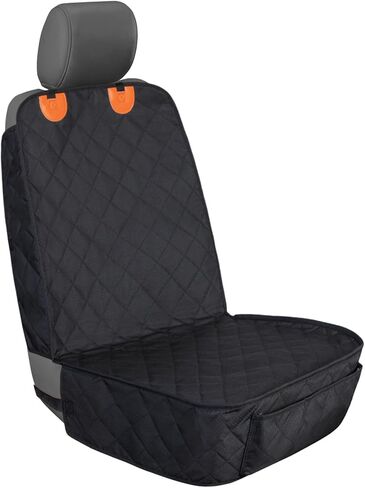 Dog Car Seat Cover Front Seat - Waterproof and Non-Slip, Heavy-Duty Pet Seat Protector with Side Flaps, Full Protection for Front Bucket Chairs on Cars SUVs Trucks (Grey, Standard Front) in Kuwait