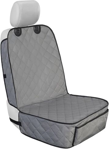 Dog Car Seat Cover Front Seat - Waterproof and Non-Slip, Heavy-Duty Pet Seat Protector with Side Flaps, Full Protection for Front Bucket Chairs on Cars SUVs Trucks (Grey, Standard Front) in Saudi Arabia
