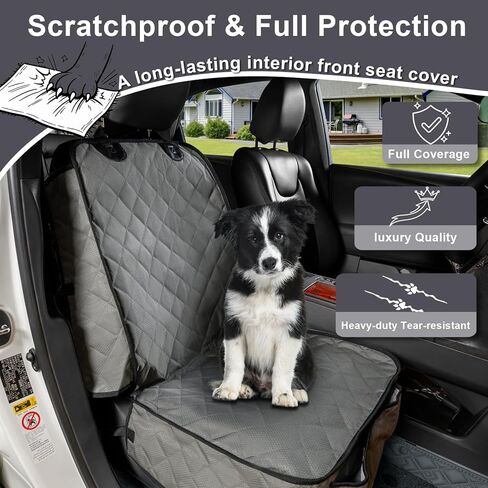 Dog Car Seat Cover Front Seat - Waterproof and Non-Slip, Heavy-Duty Pet Seat Protector with Side Flaps, Full Protection for Front Bucket Chairs on Cars SUVs Trucks (Grey, Standard Front) in Saudi Arabia