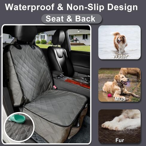 Dog Car Seat Cover Front Seat - Waterproof and Non-Slip, Heavy-Duty Pet Seat Protector with Side Flaps, Full Protection for Front Bucket Chairs on Cars SUVs Trucks (Grey, Standard Front) in Saudi Arabia