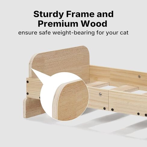 Veehoo Elevated Cat Bed Indoor, Wood Furniture Style Cat Couch Sofa with Removable Washable Cover, Cute & Fluffy Small Cats Bed Furniture for Home in Kuwait