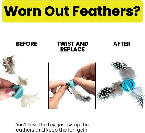 Refillable Cat Wand Toy Refill Forever Prey - World's First Refillable Lures, Wand Refill, Feather Lures Attachments - Cat Toy Replacement Attachments in Kuwait