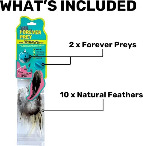 Refillable Cat Wand Toy Refill Forever Prey - World's First Refillable Lures, Wand Refill, Feather Lures Attachments - Cat Toy Replacement Attachments in Kuwait