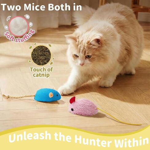 5Pcs Cats Toys Set, Interactive Kitten Toy for Indoor Kitty with Fuzzy Bell Balls Crinkle Catnip-Filled Toys Ball of Yarn Mice for Boredom Relief & Exercise - Mixed Color in Kuwait