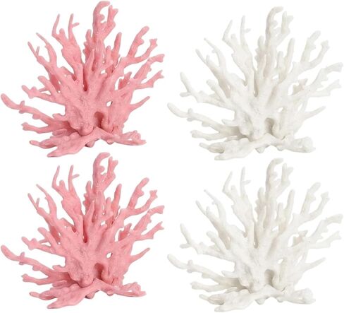 4Pcs Fake Coral, Coral Reef Decor, Coral Decor for Fish Tank Aquarium Landscape Decor Ornament Accessories, in White Pink Color in Kuwait