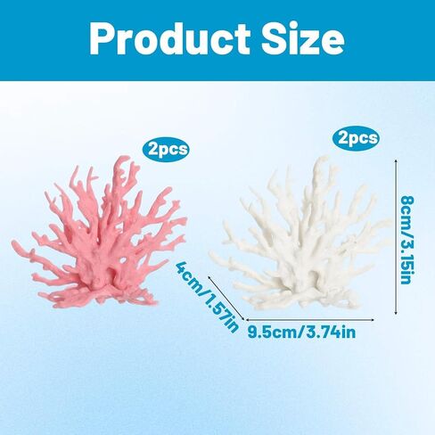 4Pcs Fake Coral, Coral Reef Decor, Coral Decor for Fish Tank Aquarium Landscape Decor Ornament Accessories, in White Pink Color in Kuwait