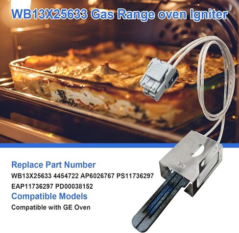 WB13X25633 مشعل فرن نطاق الغاز، قضيب مشعل نطاق الغاز متوافق مع فرن GE CGB500P2M1S1 CGB500P3M1D1 CGS700P2M1S1، يستبدل 4454722 AP6026767 PS11736297 in Kuwait