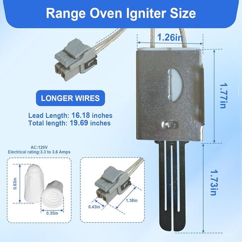 WB13X25633 مشعل فرن نطاق الغاز، قضيب مشعل نطاق الغاز متوافق مع فرن GE CGB500P2M1S1 CGB500P3M1D1 CGS700P2M1S1، يستبدل 4454722 AP6026767 PS11736297 in Kuwait