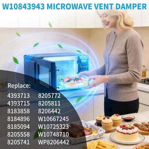 W10843943 مثبط تنفيس الميكروويف لدوامة مايتاج كينمور كيتشن إيد أمانة الهواء يربك متوافق AMV2307PFB5 KHHC2090SBL0 استبدال W10748710 AP5988876 PS11728088 8205811 8205558 أجزاء الميكروويف in Kuwait