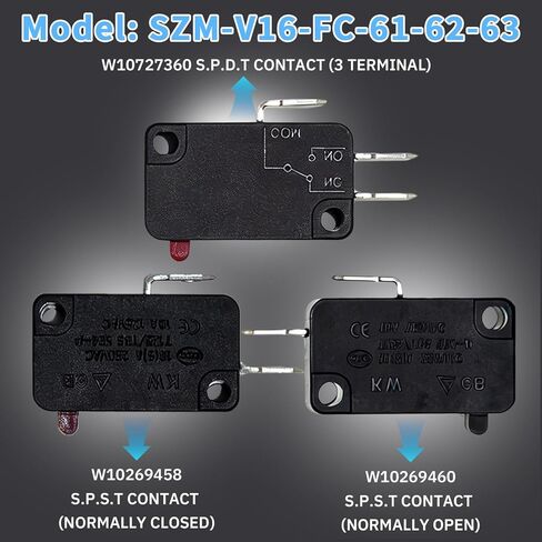 Microwave Oven Door Switch Replacement Part W10269458 W10727360 W10269460 for Whirlpool Microwave SZM-V16-FC-61 SZM-V16-FC-62 SZM-V16-FC-63 in Kuwait