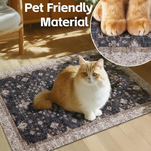 Cat Litter Mat Litter Trapping Mat, 24"x15" Waterproof Urine Proof Litter Box Mat Catcher Mat Non-Slip Washable for Kitty Kitten, Black in Kuwait