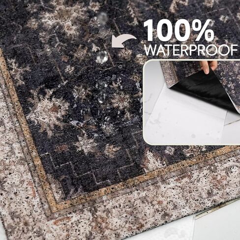 Cat Litter Mat Litter Trapping Mat, 24"x15" Waterproof Urine Proof Litter Box Mat Catcher Mat Non-Slip Washable for Kitty Kitten, Black in Kuwait