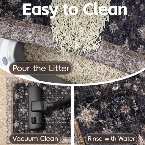 Cat Litter Mat Litter Trapping Mat, 24"x15" Waterproof Urine Proof Litter Box Mat Catcher Mat Non-Slip Washable for Kitty Kitten, Black in Kuwait