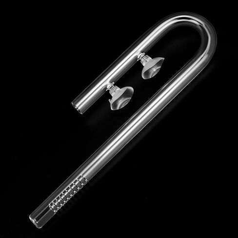 QWORK Glass Inflow Aquarium Lily Pipe - 17mm for 5/8''(16/22mm) Tubing, for Aquarium Planted Tank, Suction Cups Included in Kuwait