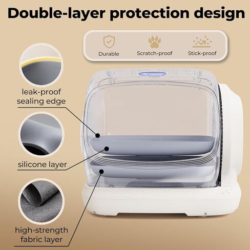 Robotail Self Cleaning Cat Litter Box,106L XXXL Extra-Large Space Automatic Cat Litter Box for Large Cats, Open Top Automatic Cat Box Self Cleaning with APP, Safety Sensor, Anti-Pinch Patent in Kuwait