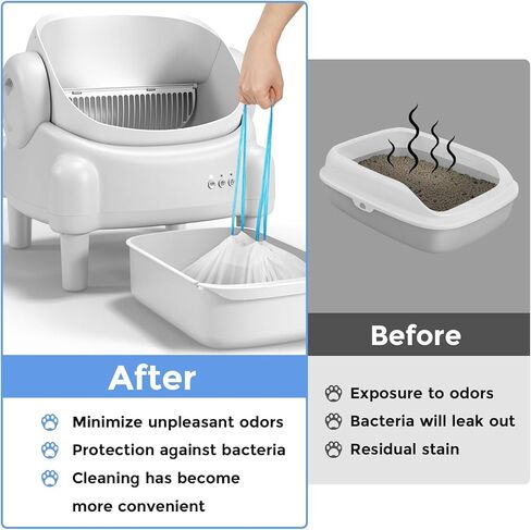 Paruuntys Cat Litter Bags, 60 Pack Durable Drawstring Litter Box Liners for Automatic Cat Litter Box, Heavy-Duty, Replacement bags for Self-Cleaning Litter Boxes in Kuwait