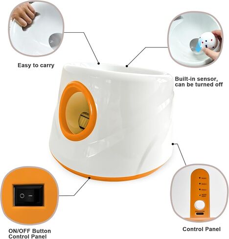 Automatic Ball Launcher for Dogs with 6pcs 2.3 Inch Etpu Tennis Balls,Thrower Distance 20-45ft,interacive Dog Toys for Indoor/Outdoor for Small Or Medium Dogs (White) (Orange) in Kuwait