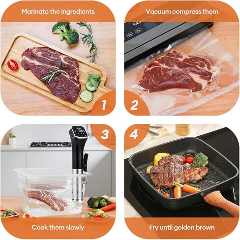 طباخ WiFi Sous Vide مطور بقدرة 2.4 جيجا بايت، ودائرة غمر دقيقة بقدرة 1100 واط مع تحكم في درجة الحرارة ±0.1 درجة فهرنهايت، ومقاومة للماء IPX7، وتشغيل هادئ، وشاشة LED و4 وسائل حماية للسلامة in Kuwait
