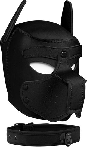 Pup Hood, Neoprene Puppy Mask with Removable Muzzle and Collar, Full Dog Face (9color) in Kuwait