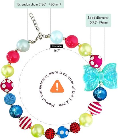 Hosiwei Princess Bubblegum Dog Collar Necklace - 19mm Chunky Beads & Sparkle Bow | Adjustable Dog Pearl Collar with Bowtie Pet Jewelry Accessories for Daily Wear, Halloween Costumes & Photoshoots in Kuwait