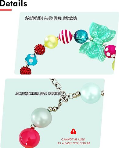 Hosiwei Princess Bubblegum Dog Collar Necklace - 19mm Chunky Beads & Sparkle Bow | Adjustable Dog Pearl Collar with Bowtie Pet Jewelry Accessories for Daily Wear, Halloween Costumes & Photoshoots in Kuwait
