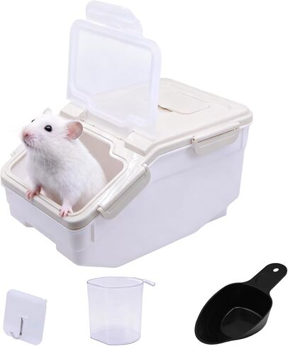 Extra Large Chinchilla Sand Bath Container Kit Plastic Dust Bath House Hamster Shower Room for Hedgehog Guinea Pig Squirrel Small Animals (Grey) in Kuwait