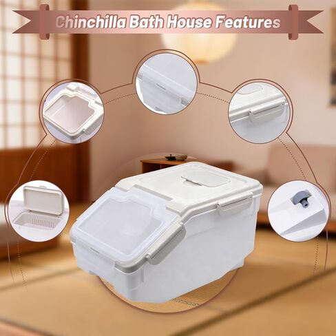 Extra Large Chinchilla Sand Bath Container Kit Plastic Dust Bath House Hamster Shower Room for Hedgehog Guinea Pig Squirrel Small Animals (Grey) in Kuwait