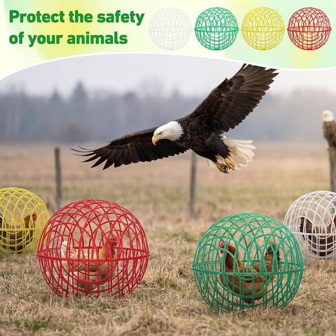 Leinuosen 4 Pack Chicken Ball Cage Movable Mesh Rabbit Coops Plastic Detachable Rolling Safety Hutch Prevents Dog Bites Horse Trampling for Bird Duck Outdoor(Multiple Colors,15.75'',Multiple Style) in Kuwait