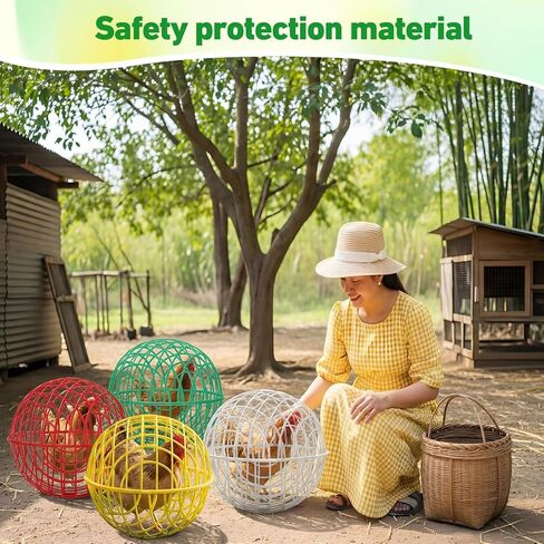 Leinuosen 4 Pack Chicken Ball Cage Movable Mesh Rabbit Coops Plastic Detachable Rolling Safety Hutch Prevents Dog Bites Horse Trampling for Bird Duck Outdoor(Multiple Colors,15.75'',Multiple Style) in Kuwait