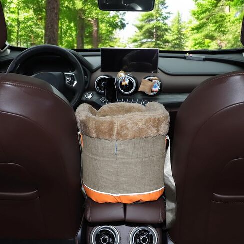 Console Dog Car Seat - Portable Booster for Small Pets, Detachable Washable Front Seat, for Cats and Dogs, Khaki in Kuwait
