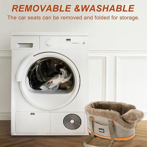 Console Dog Car Seat - Portable Booster for Small Pets, Detachable Washable Front Seat, for Cats and Dogs, Khaki in Kuwait