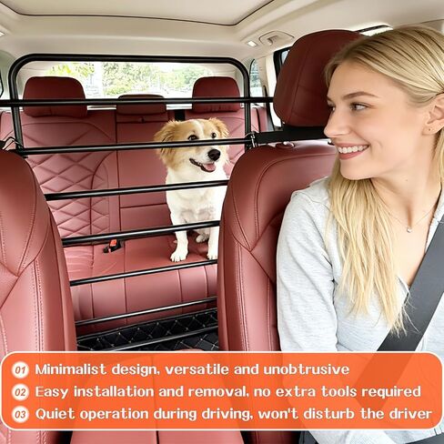 Dog Car Barrier, Pet Barrier Follow The Seat Movement 42"–61" Width Adjustable SUV Dog Barrier for Back Seat,Vehicle Gate Heavy Duty, Ideal for Sedans SUVs Trucks MPVs (Metal) in Kuwait