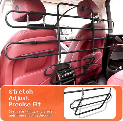 Dog Car Barrier, Pet Barrier Follow The Seat Movement 42"–61" Width Adjustable SUV Dog Barrier for Back Seat,Vehicle Gate Heavy Duty, Ideal for Sedans SUVs Trucks MPVs (Metal) in Kuwait
