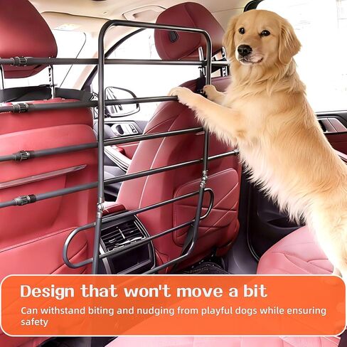 Dog Car Barrier, Pet Barrier Follow The Seat Movement 42"–61" Width Adjustable SUV Dog Barrier for Back Seat,Vehicle Gate Heavy Duty, Ideal for Sedans SUVs Trucks MPVs (Metal) in Kuwait