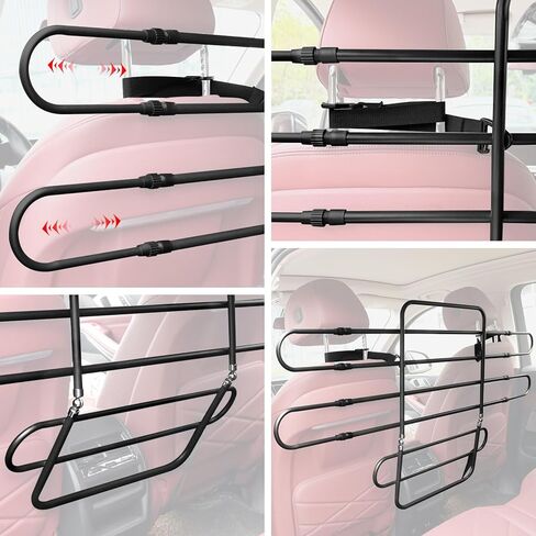 Dog Car Barrier, Pet Barrier Follow The Seat Movement 42"–61" Width Adjustable SUV Dog Barrier for Back Seat,Vehicle Gate Heavy Duty, Ideal for Sedans SUVs Trucks MPVs (Metal) in Kuwait