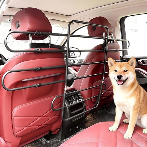 Dog Car Barrier, Pet Barrier Follow The Seat Movement 42"–61" Width Adjustable SUV Dog Barrier for Back Seat,Vehicle Gate Heavy Duty, Ideal for Sedans SUVs Trucks MPVs (Metal) in Kuwait