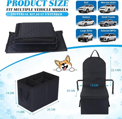Back Seat Extender for Dogs, Dog Car Seat Cover with Storage Organizer, Waterproof Scratch Proof Cover for Cars Trucks and Suvs Front or Back (Large 29"x20"x22") in Kuwait