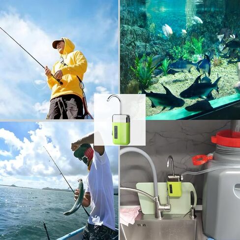 Induction Oxygen Pump Rechargeable Energy Saving Aquarium Air Pump Aerator Fishing Pump Portable Basin Outdoor Faucet for Camping Traveling Rodster in Kuwait